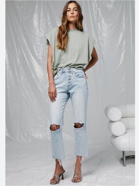 Pistola High-Rise Distressed Jeans - Light Blue